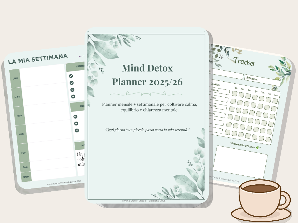 Mind Detox Planner 2025-2026 — Planner Mensile & Settimanale